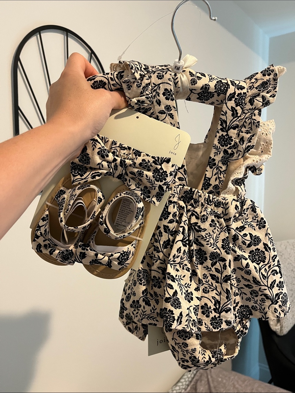 Joie Linen Set: Dress, Shoes, Headband - Cream & Black Floral